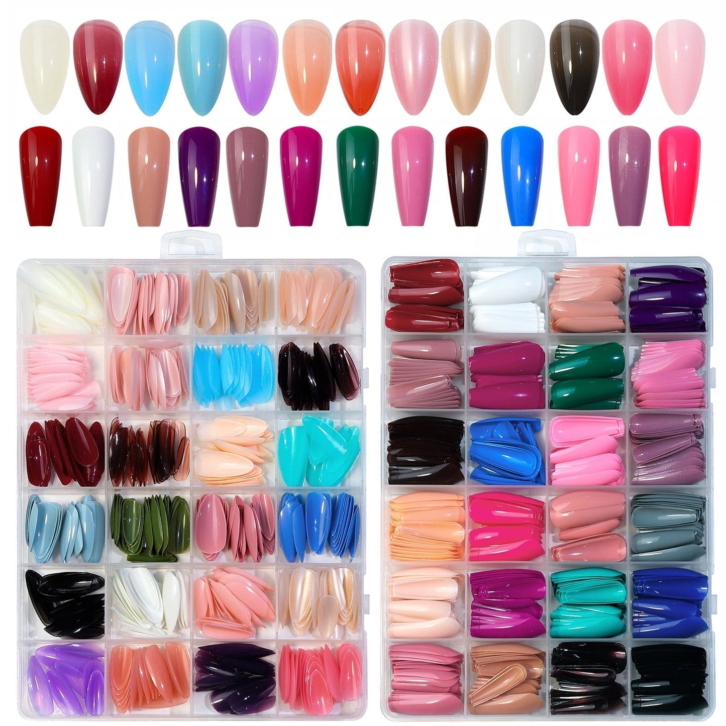 Artificial Nails Pack - 576 Nails with Glue & Stickers + Hair Extension