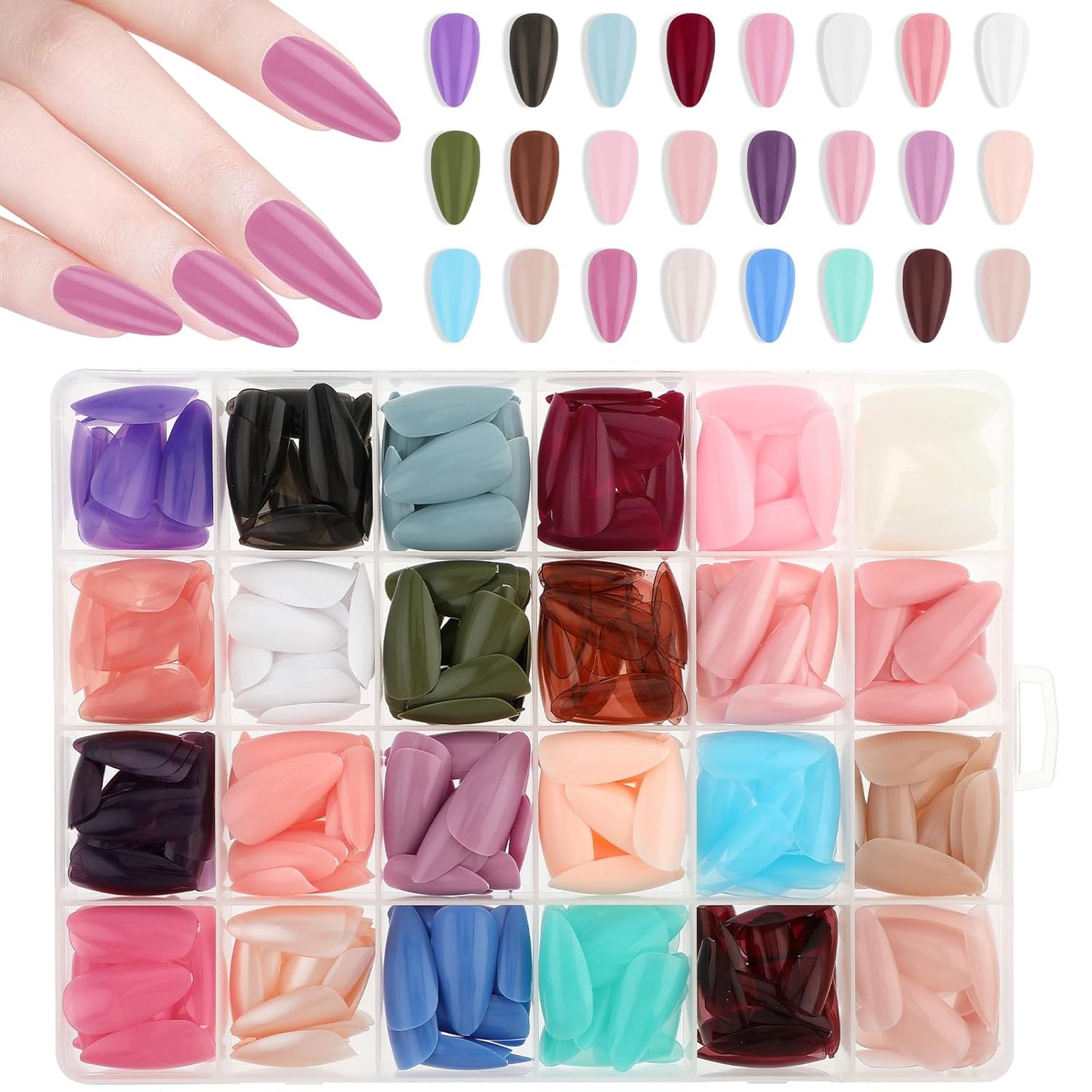 Artificial Nails Pack - 576 Nails with Glue & Stickers